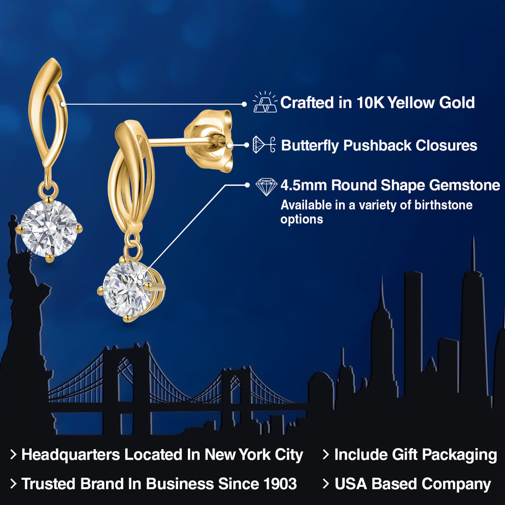 White Lab Grown Diamond - April_Earrings in 10K Yellow Gold