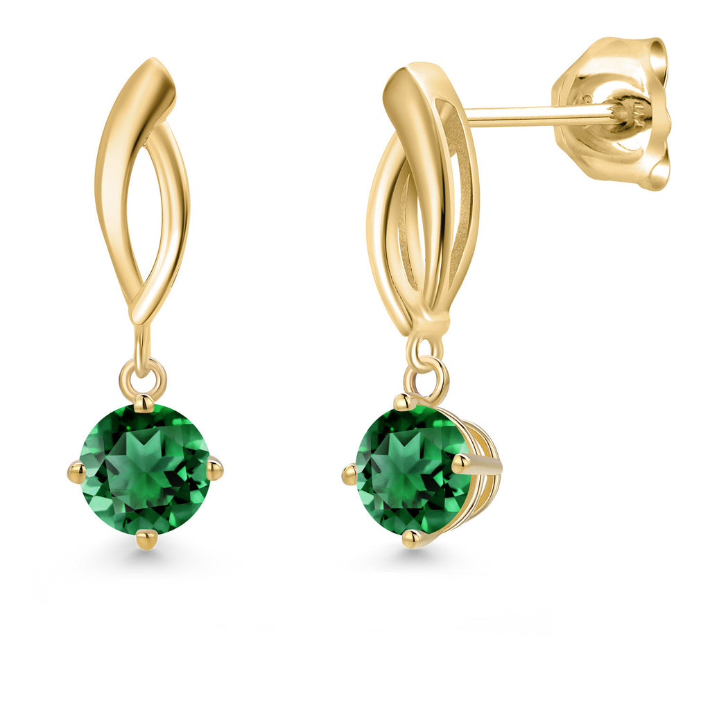 Nano Emerald - May_Earrings in 10K Yellow Gold