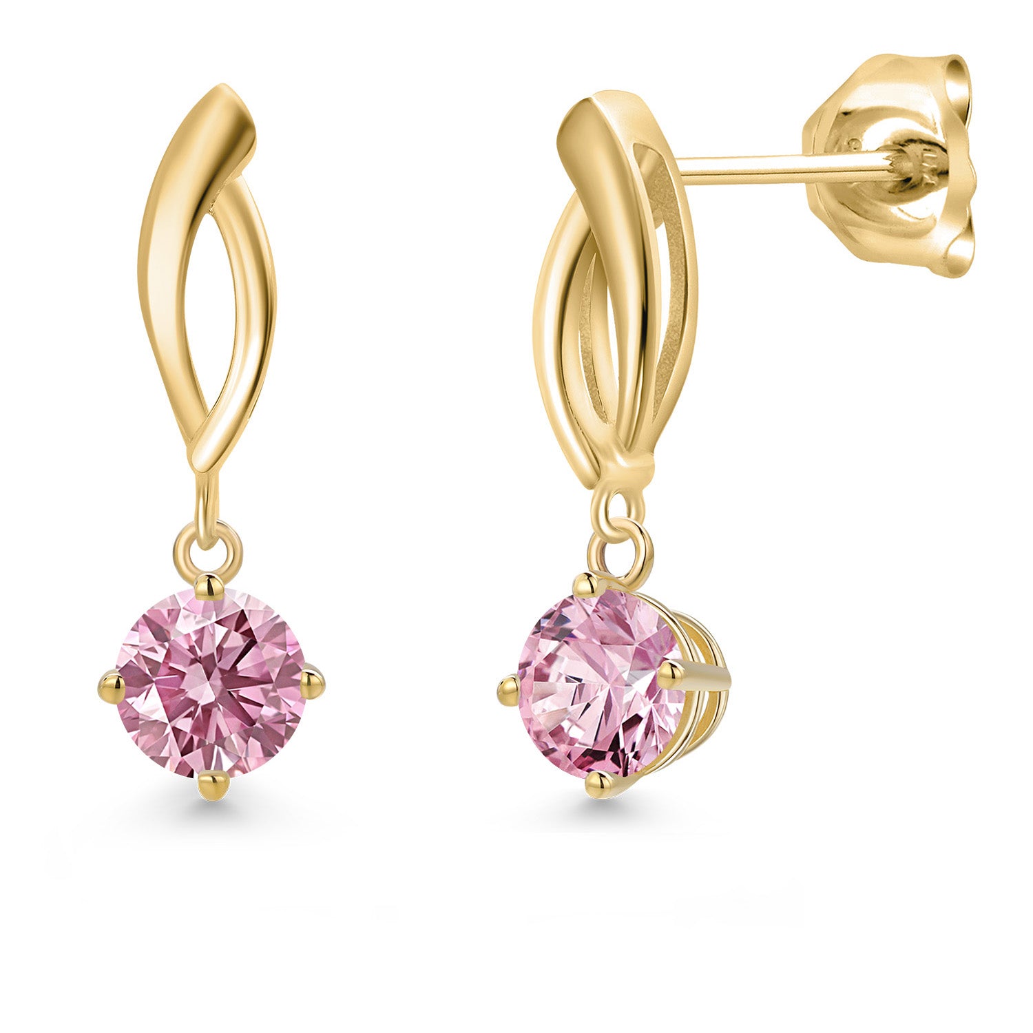 Pink Lab Grown Diamond - April_Earrings in 10K Yellow Gold