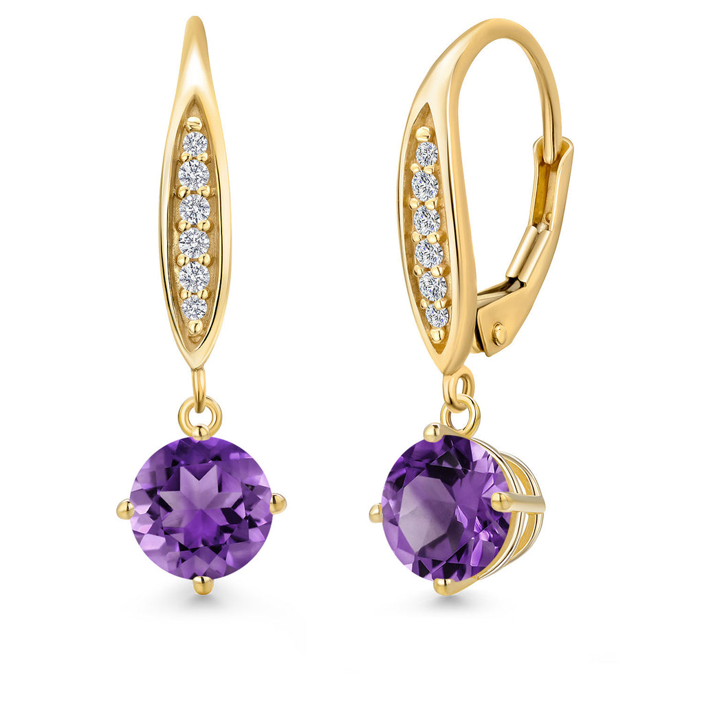 Amethyst - February_Earrings in 10K Yellow Gold