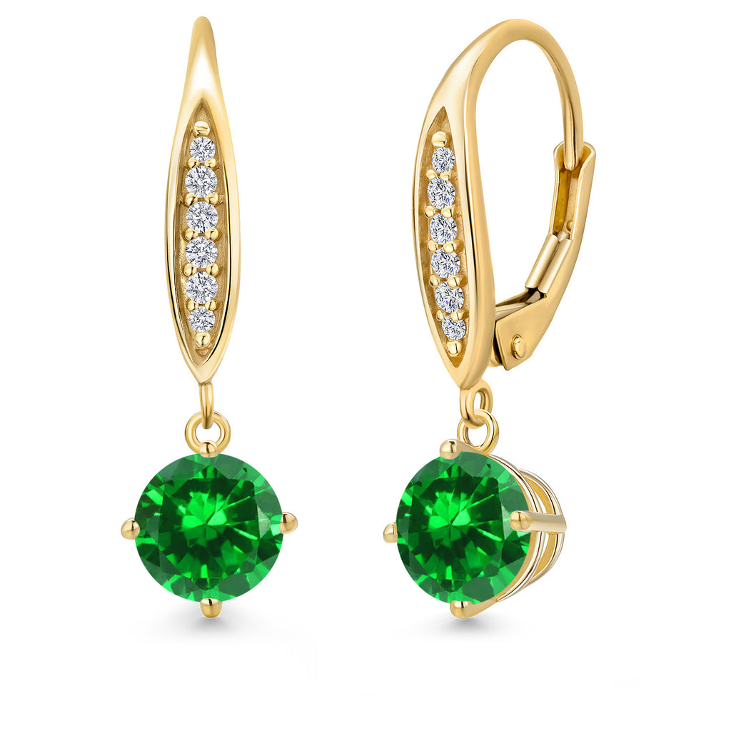 Created Emerald - May_Earrings in 10K Yellow Gold
