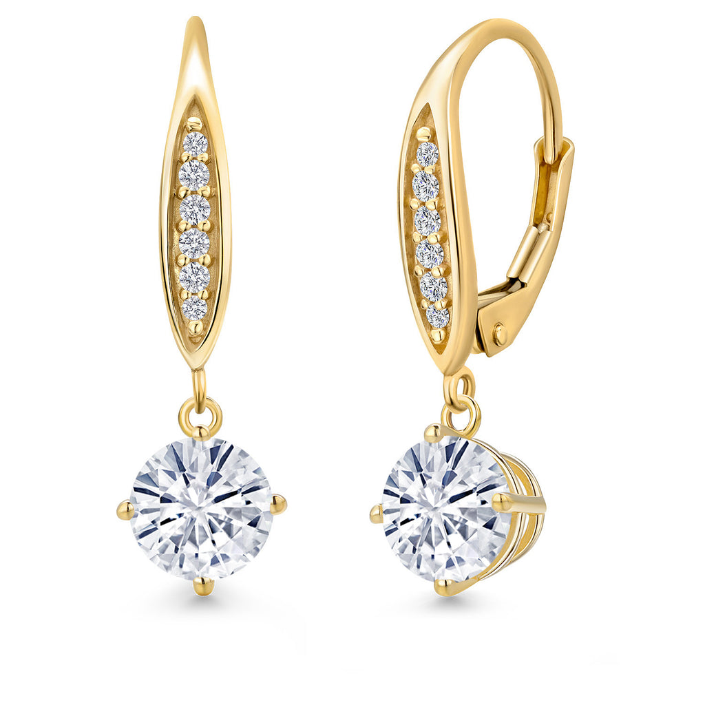 White Moissanite - April_Earrings in 10K Yellow Gold