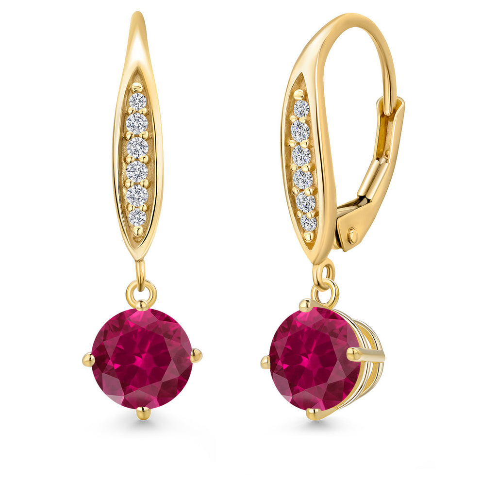 Created Ruby - July_Earrings in 10K Yellow Gold