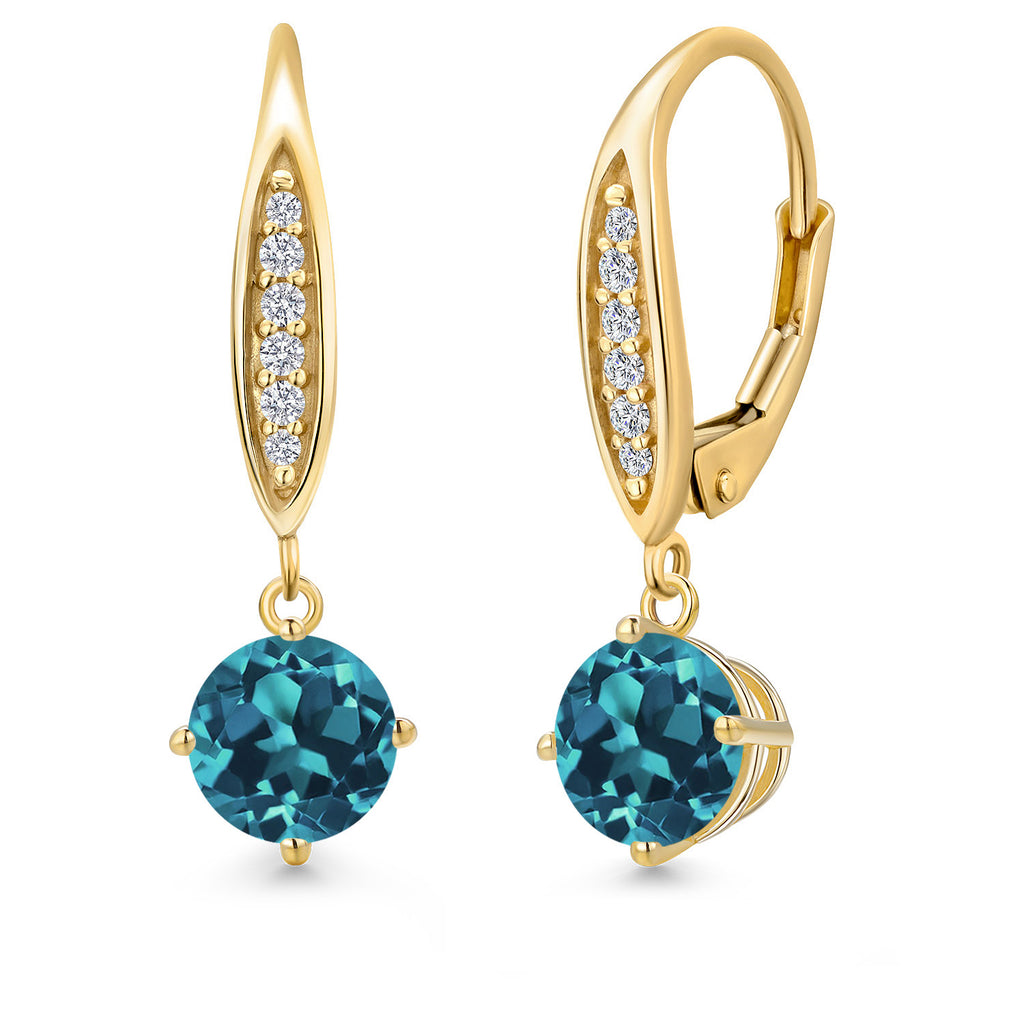 London Blue Topaz - November_Earrings in 10K Yellow Gold
