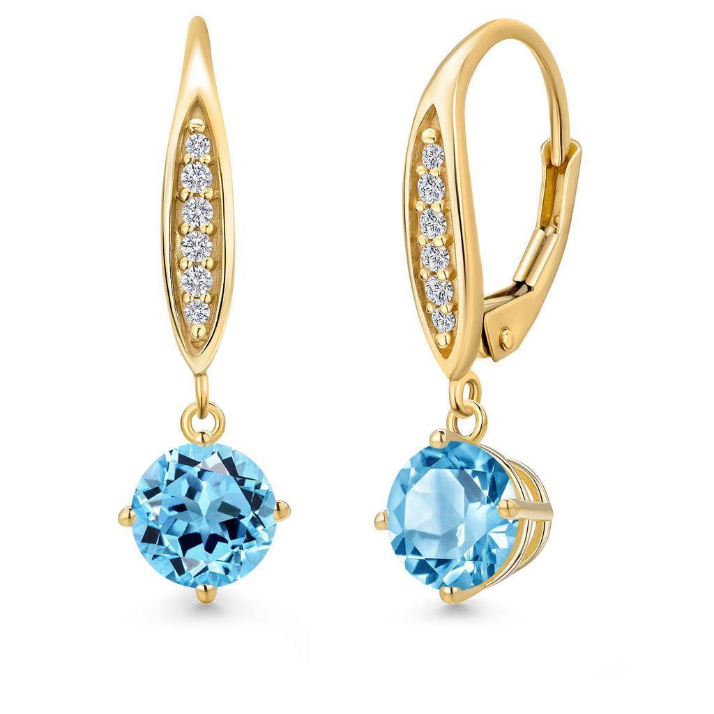 Swiss Blue Topaz - November_Earrings in 10K Yellow Gold