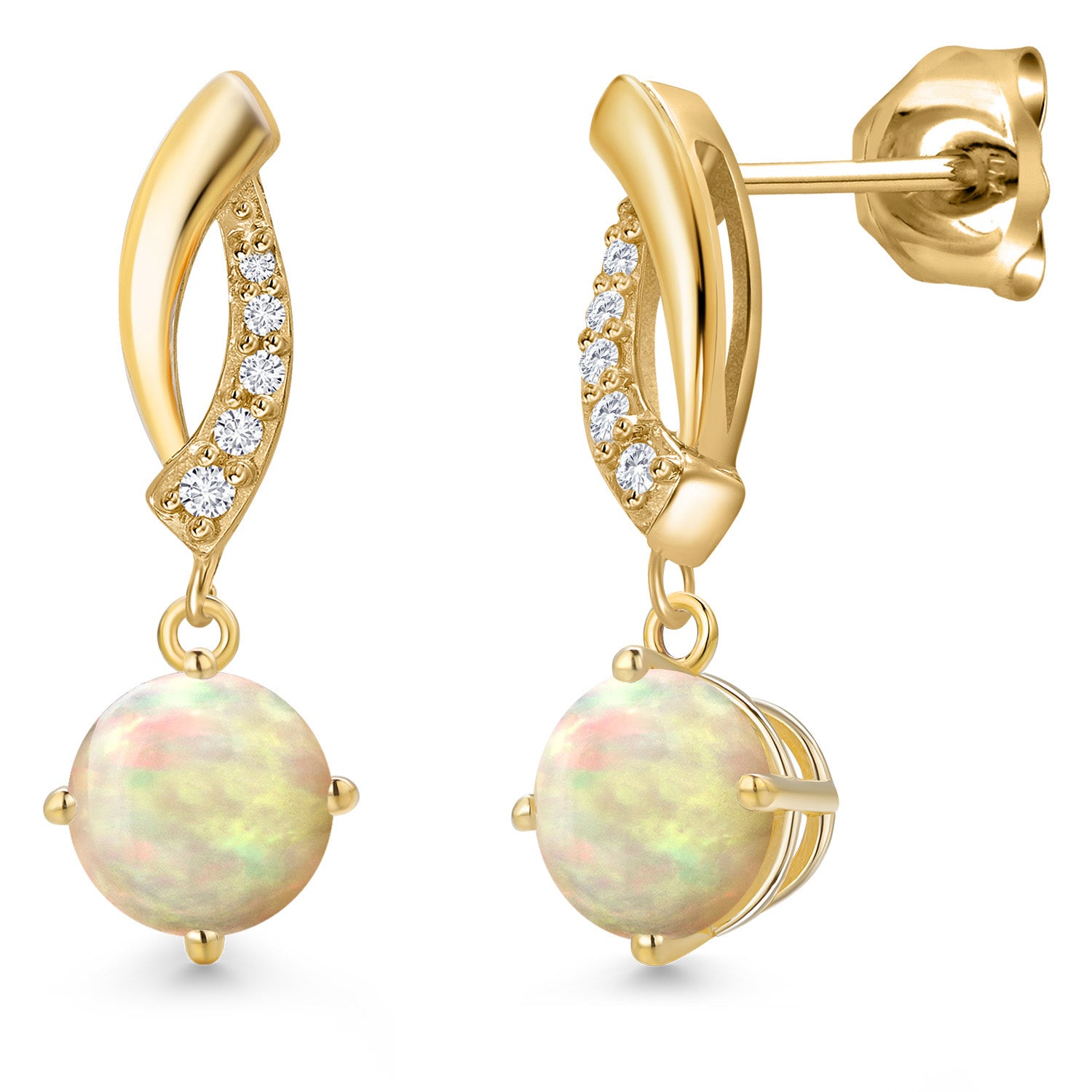 Ethiopian Opal - October_Earrings in 10K Yellow Gold