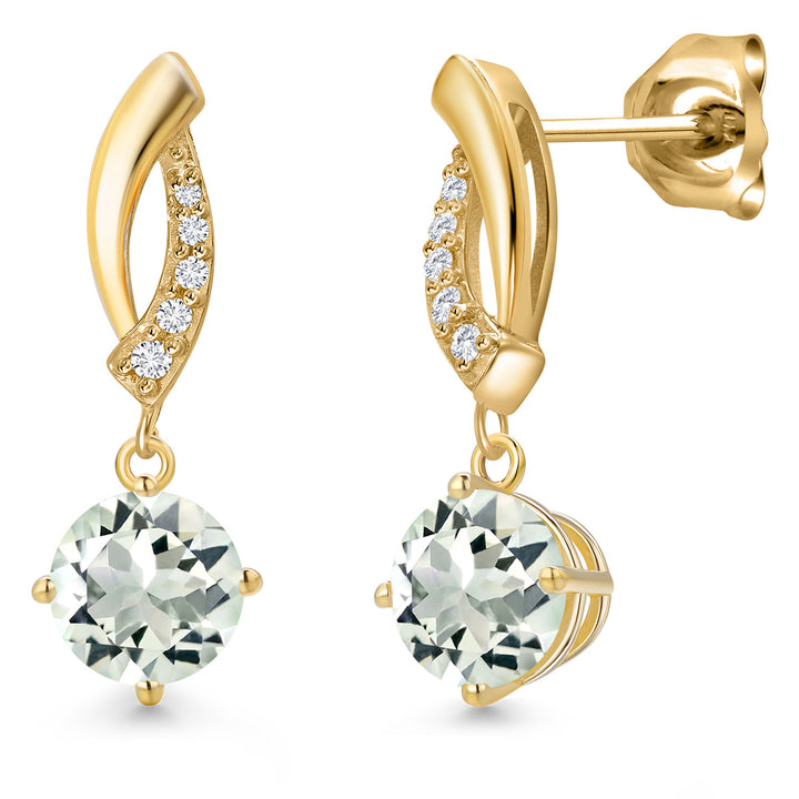 Prasiolite_Earrings in 10K Yellow Gold