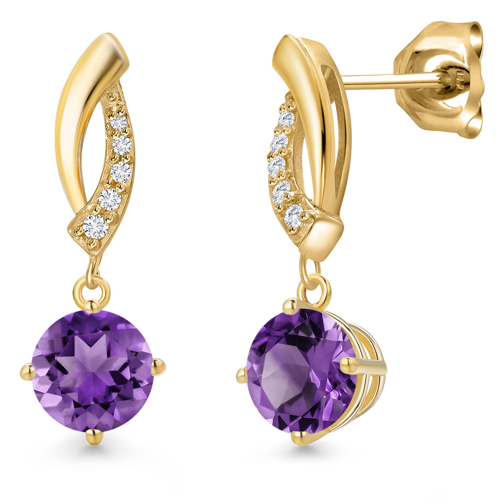 Amethyst - February_Earrings in 10K Yellow Gold