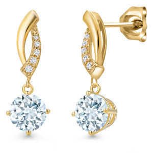 Aquamarine - March_Earrings in 10K Yellow Gold