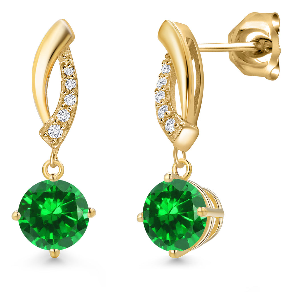 Created Emerald - May_Earrings in 10K Yellow Gold