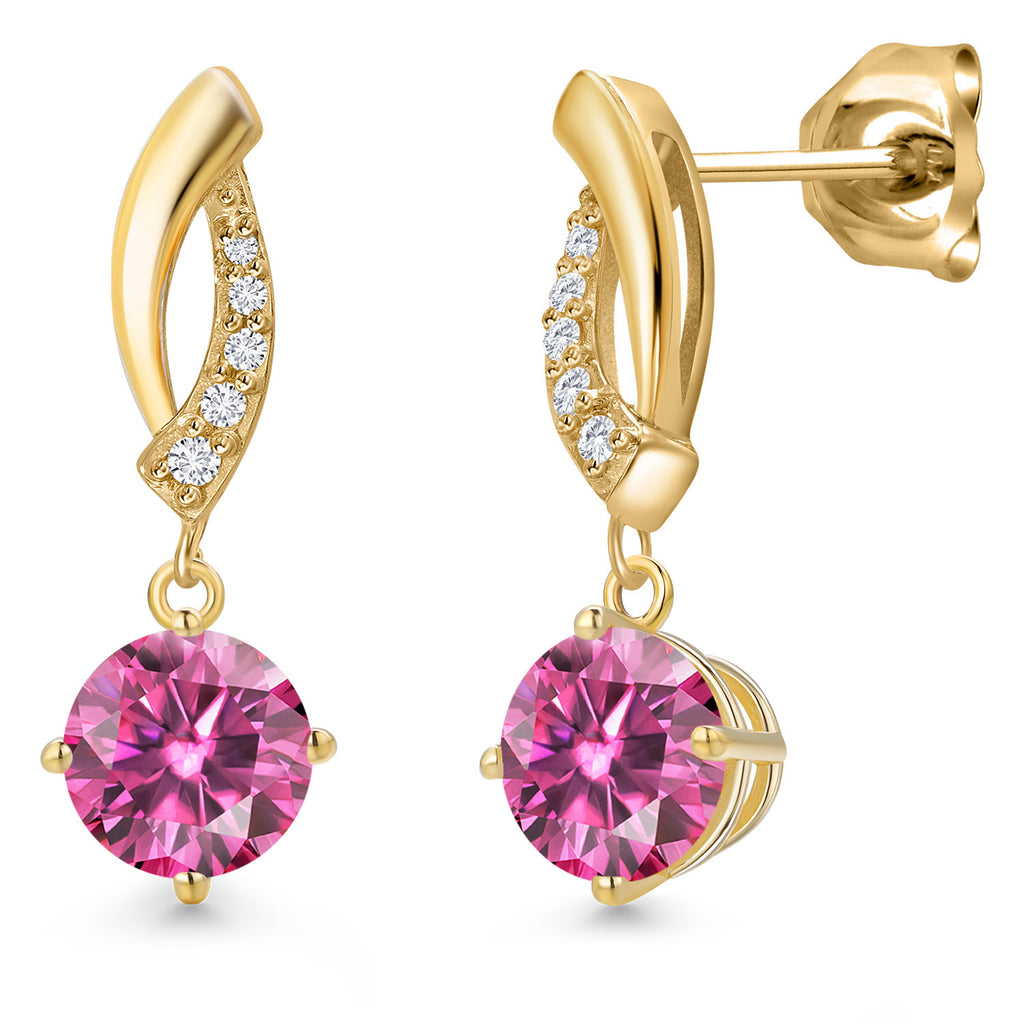 Pink Moissanite - April_Earrings in 10K Yellow Gold
