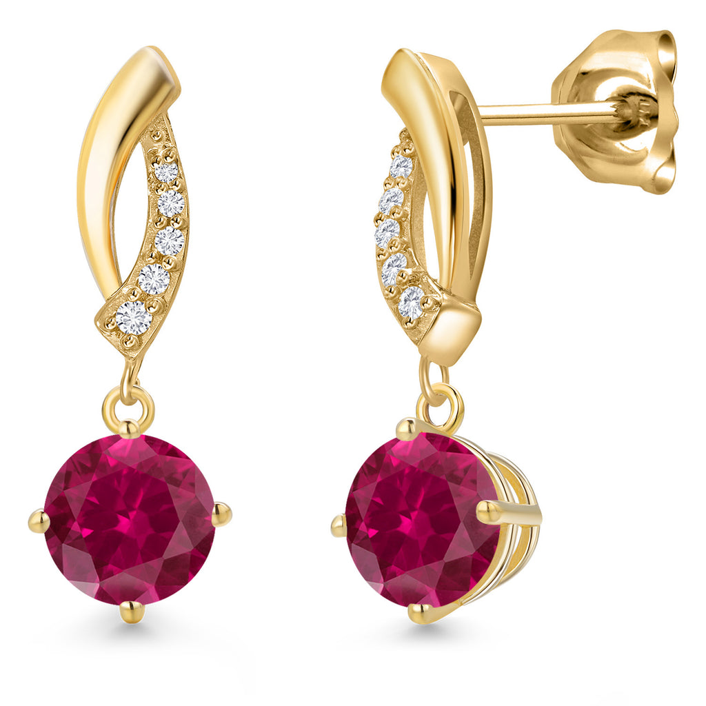 Created Ruby - July_Earrings in 10K Yellow Gold