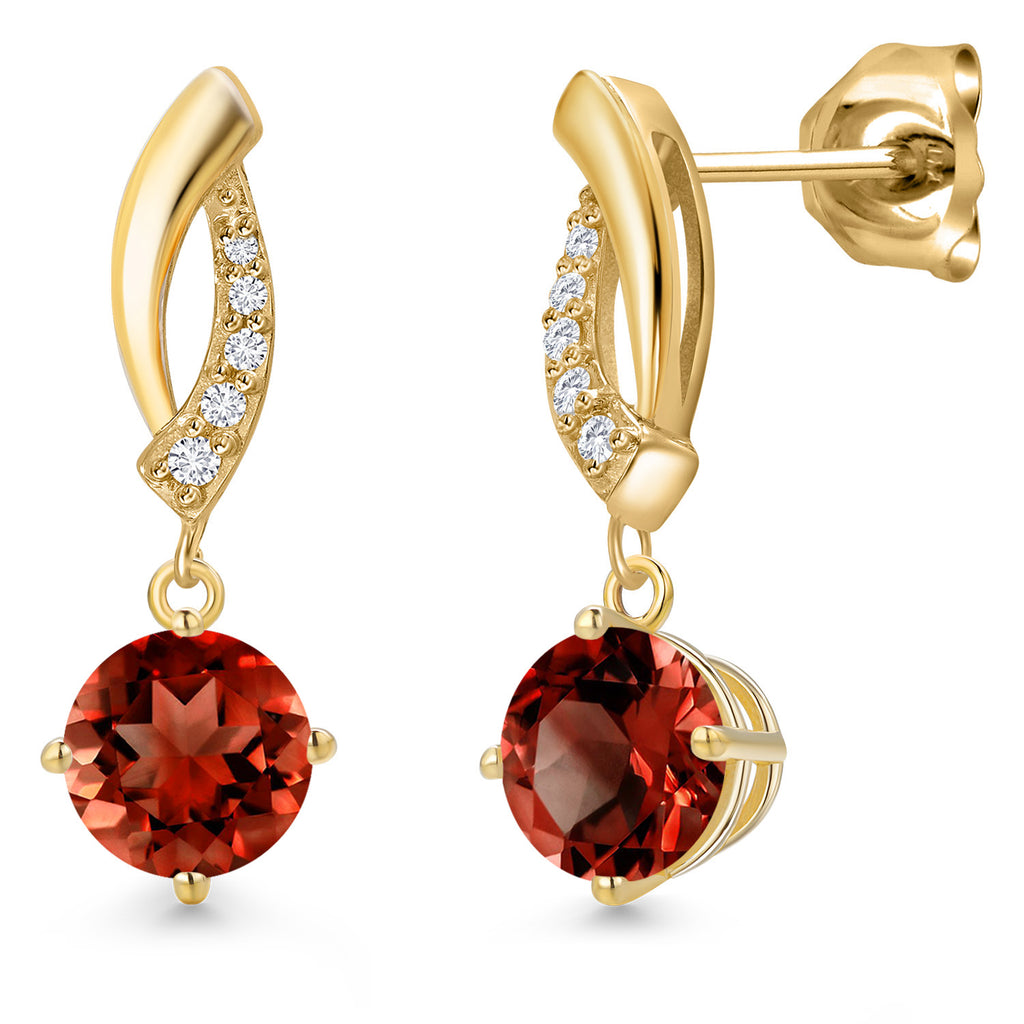 Garnet - January_Earrings in 10K Yellow Gold