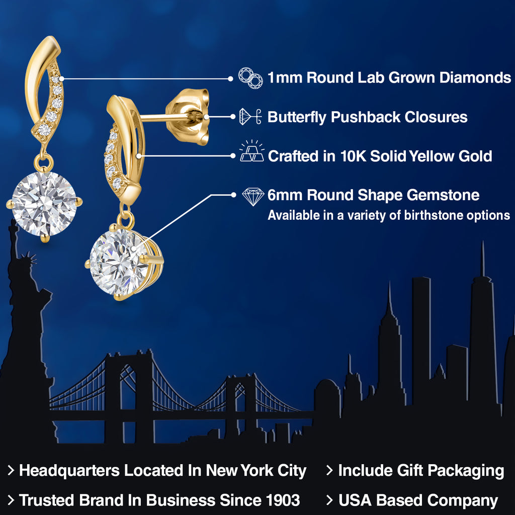 White Lab Grown Diamond - April_Earrings in 10K Yellow Gold