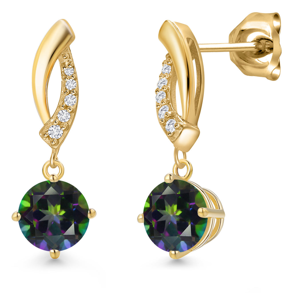 Green Mystic Topaz_Earrings in 10K Yellow Gold