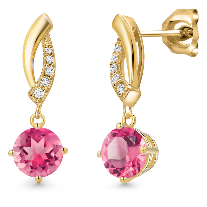 Pink Mystic Topaz_Earrings in 10K Yellow Gold