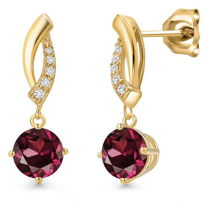 Rhodolite Garnet_Earrings in 10K Yellow Gold