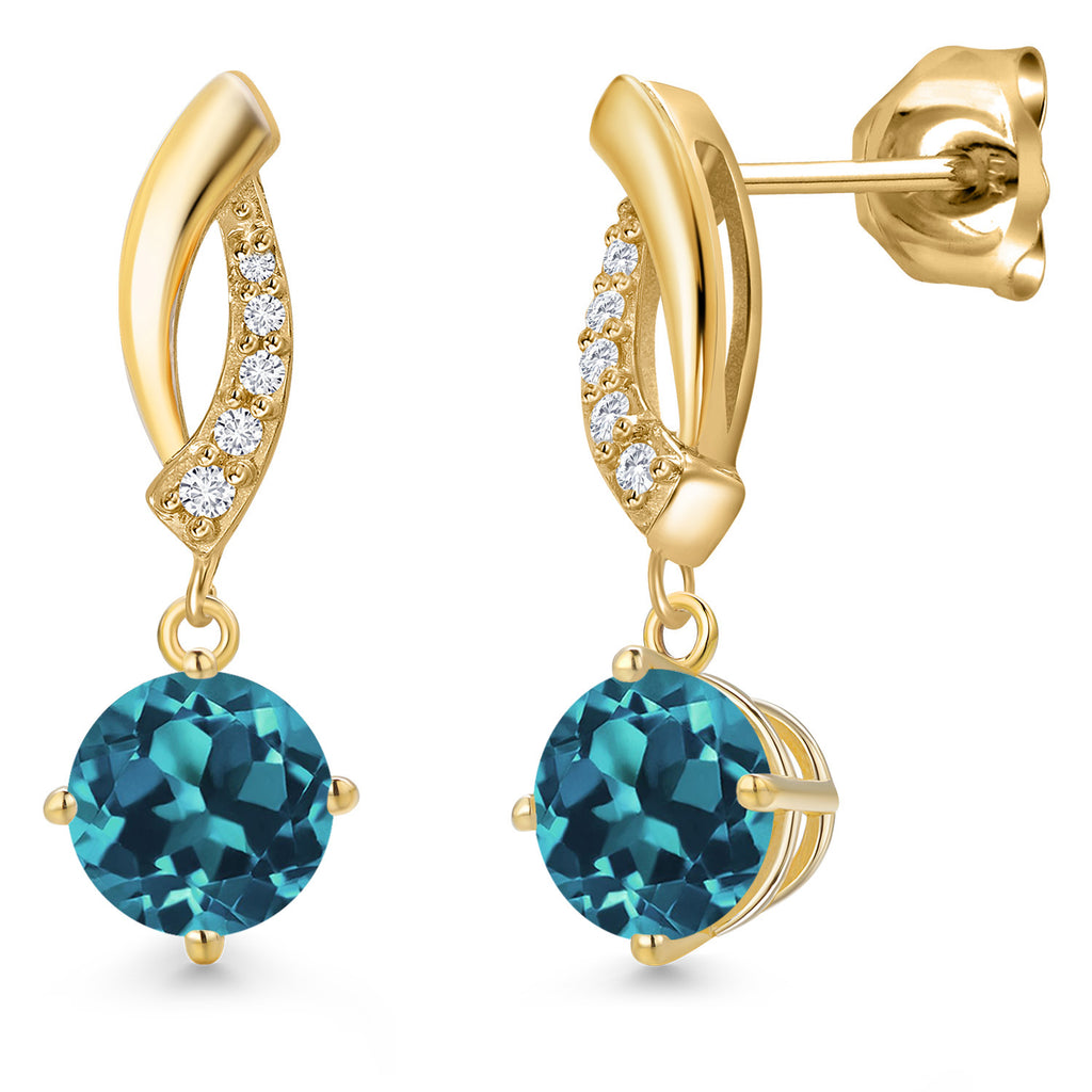 London Blue Topaz - November_Earrings in 10K Yellow Gold