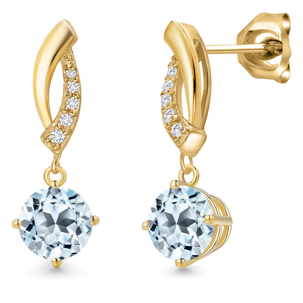 Sky Blue Topaz - November_Earrings in 10K Yellow Gold