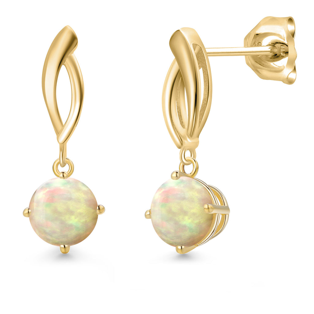 Ethiopian Opal - October_Earrings in 10K Yellow Gold