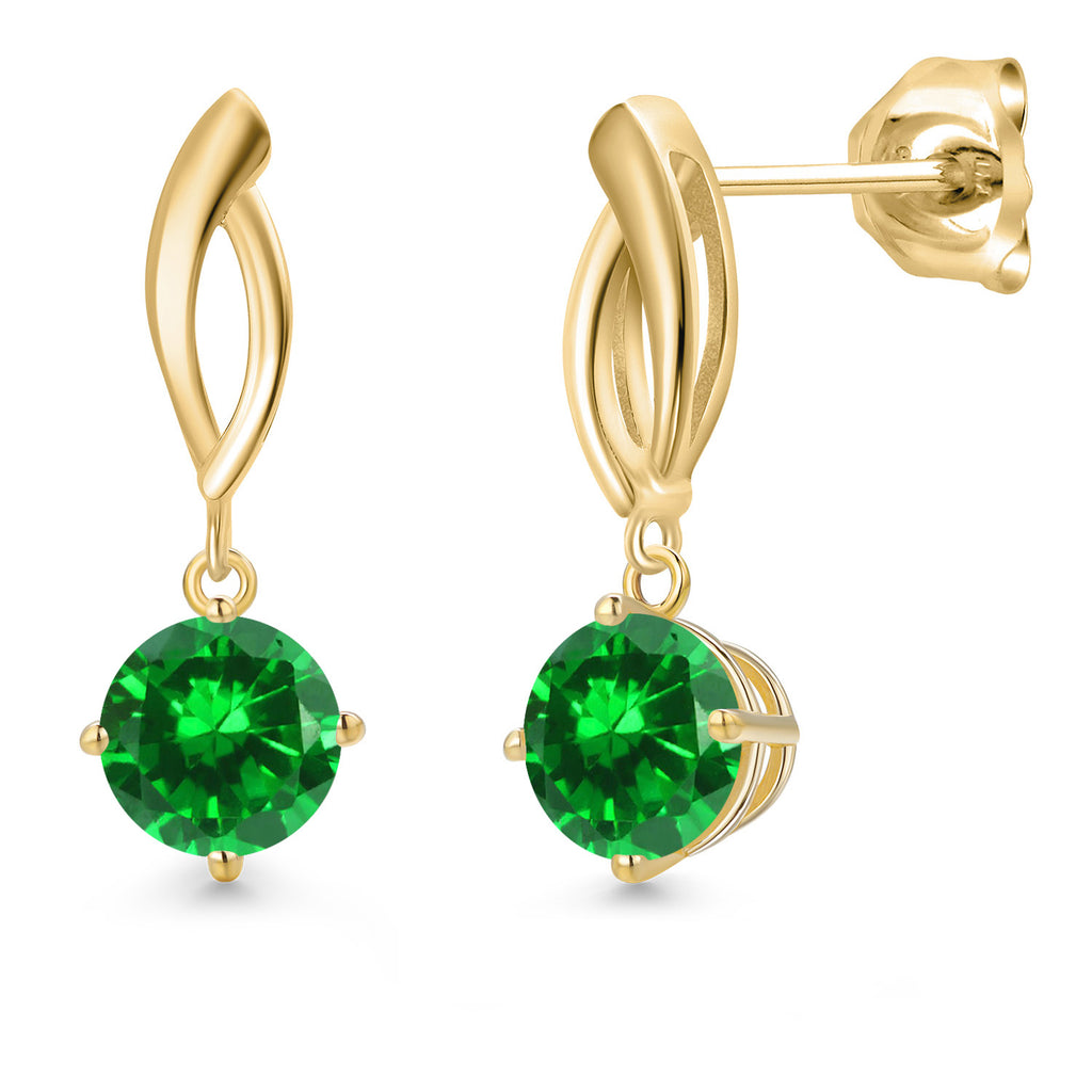 Created Emerald - May_Earrings in 10K Yellow Gold