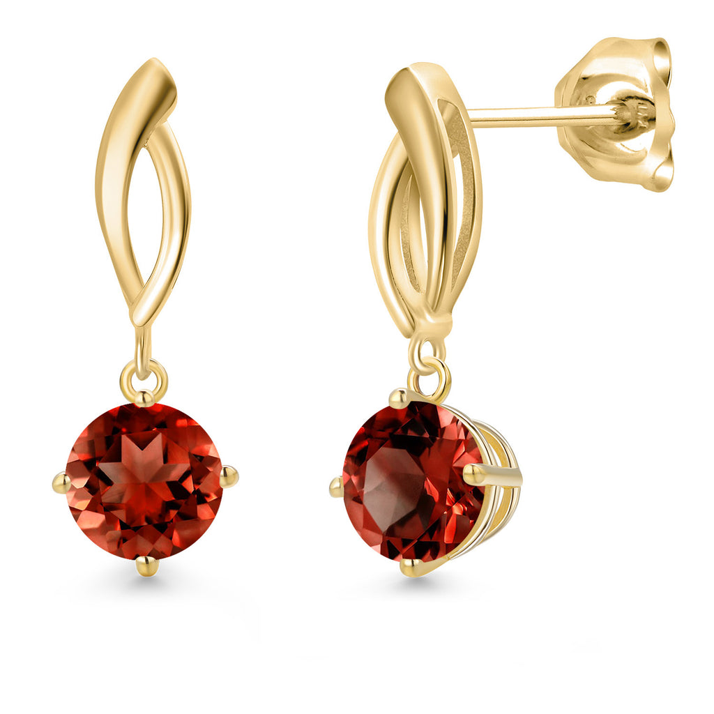 Garnet - January_Earrings in 10K Yellow Gold