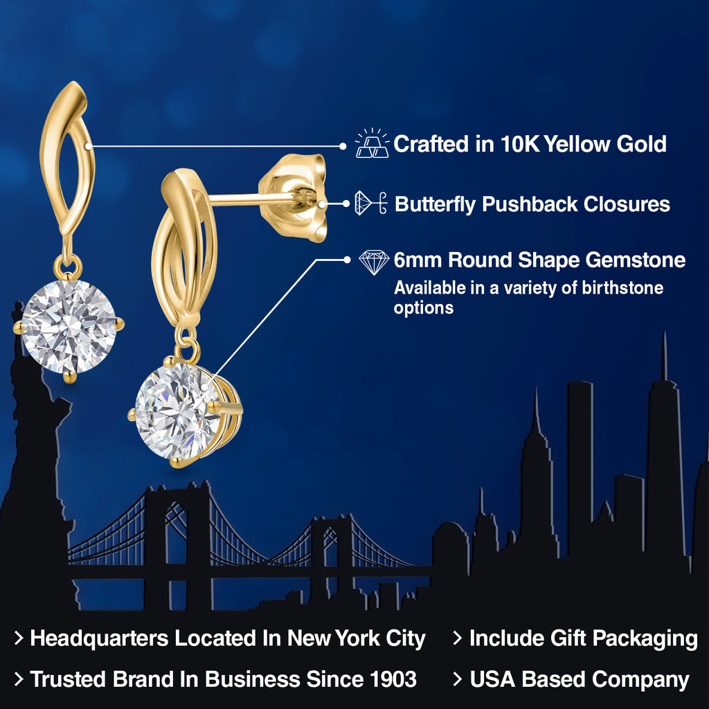 White Lab Grown Diamond - April_Earrings in 10K Yellow Gold