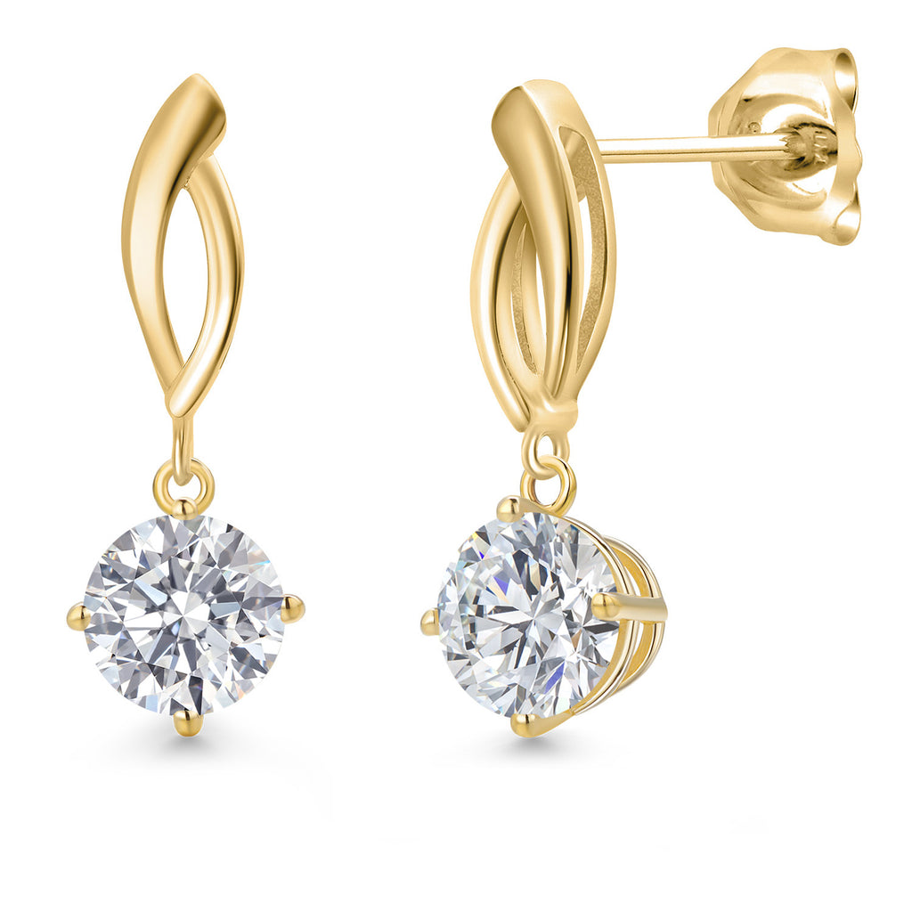 Gem Stone King 1.50-3.00 Cttw 10K Yellow Gold IGI Certified Lab Grown Diamond Infinity Dangle Earrings | Gold Earrings For Women | D-E Color | VS1-VS2 Clarity
