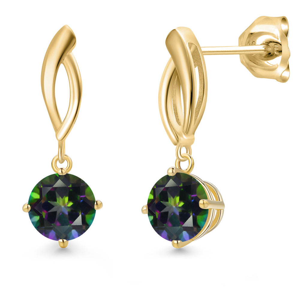 Green Mystic Topaz_Earrings in 10K Yellow Gold