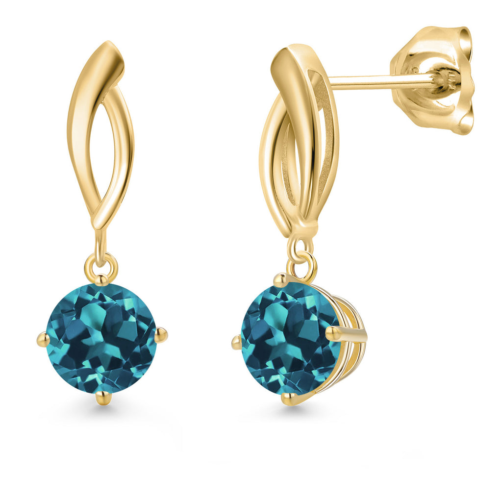 London Blue Topaz - November_Earrings in 10K Yellow Gold