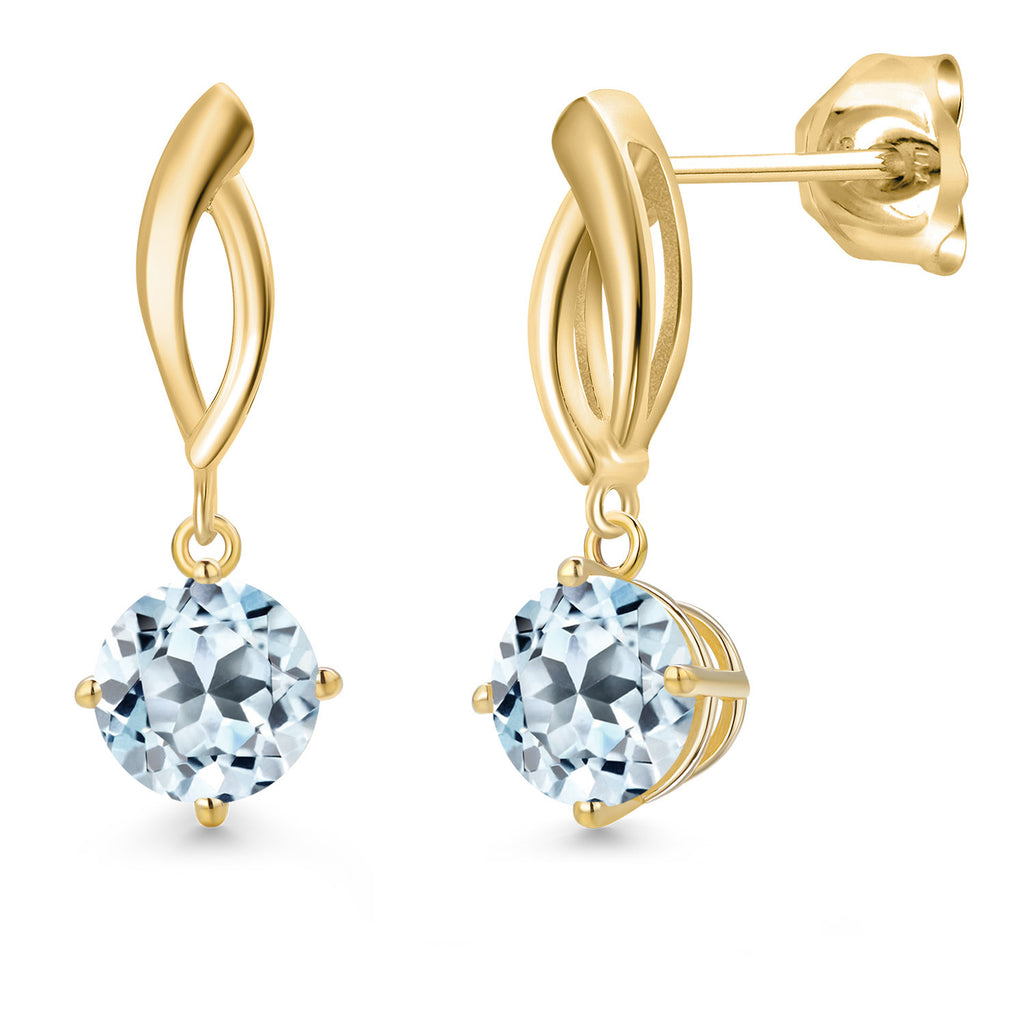 Sky Blue Topaz - November_Earrings in 10K Yellow Gold