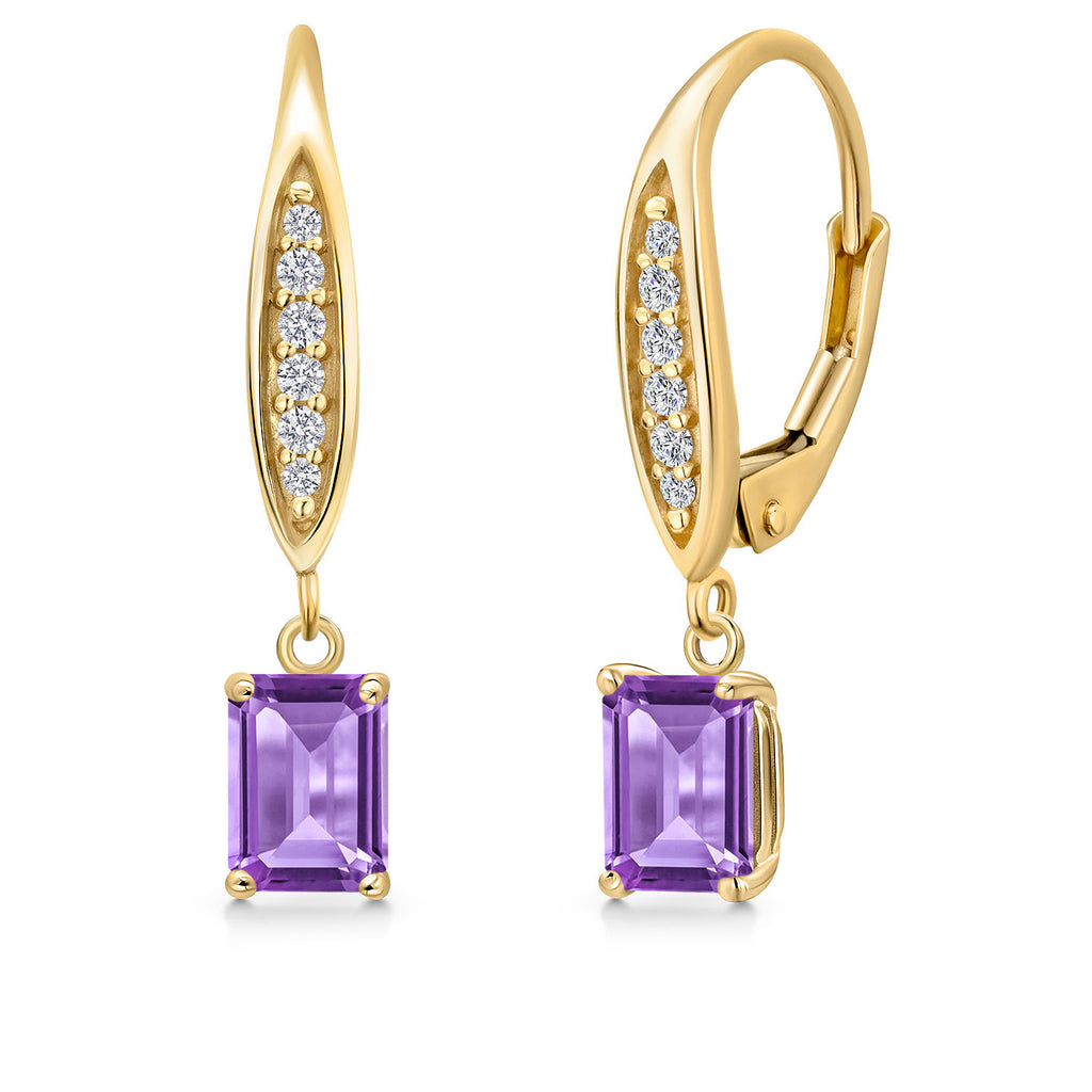 Amethyst - February_Earrings in 10K Yellow Gold