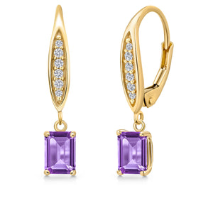 Amethyst - February_Earrings in 10K Yellow Gold
