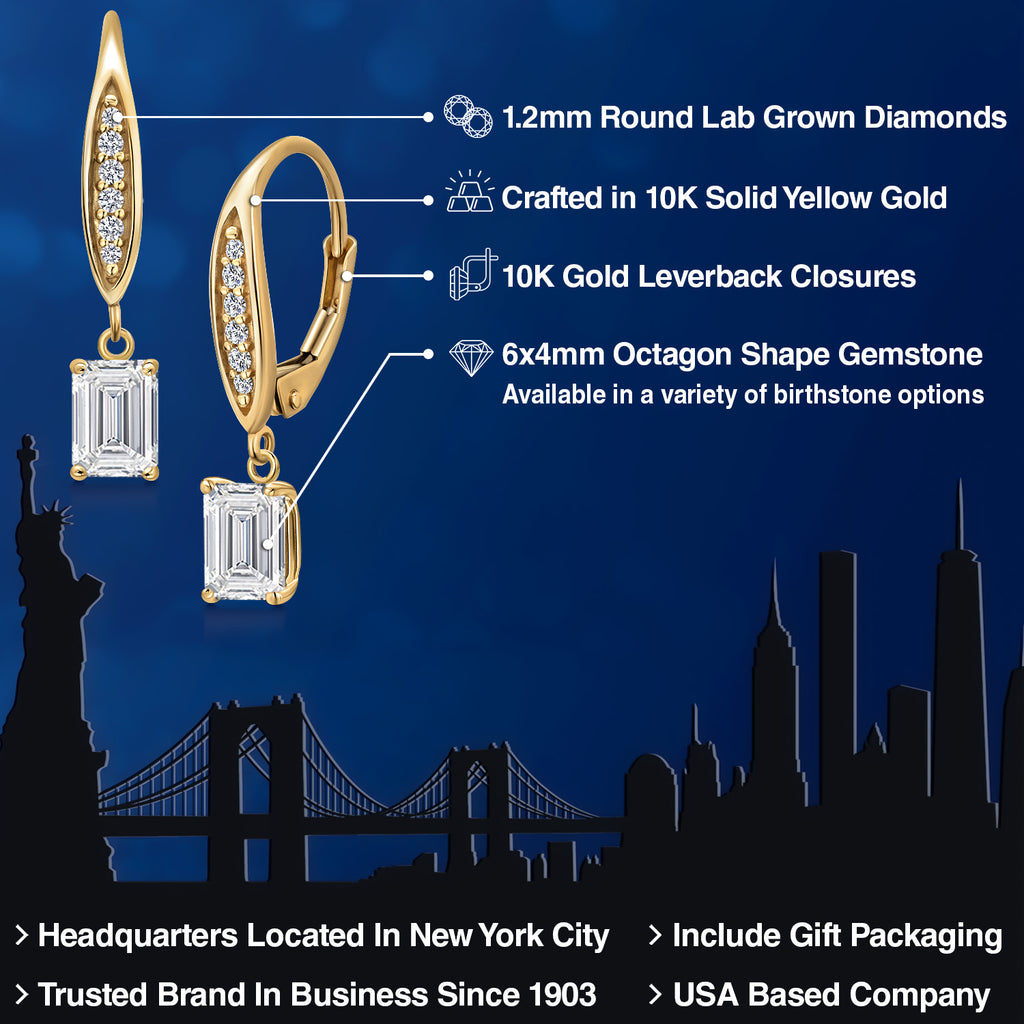 White Lab Grown Diamond - April_Earrings in 10K Yellow Gold