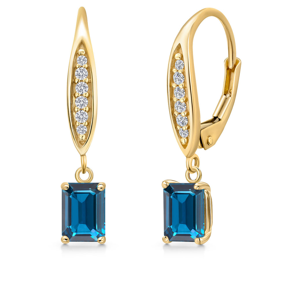 London Blue Topaz - November_Earrings in 10K Yellow Gold