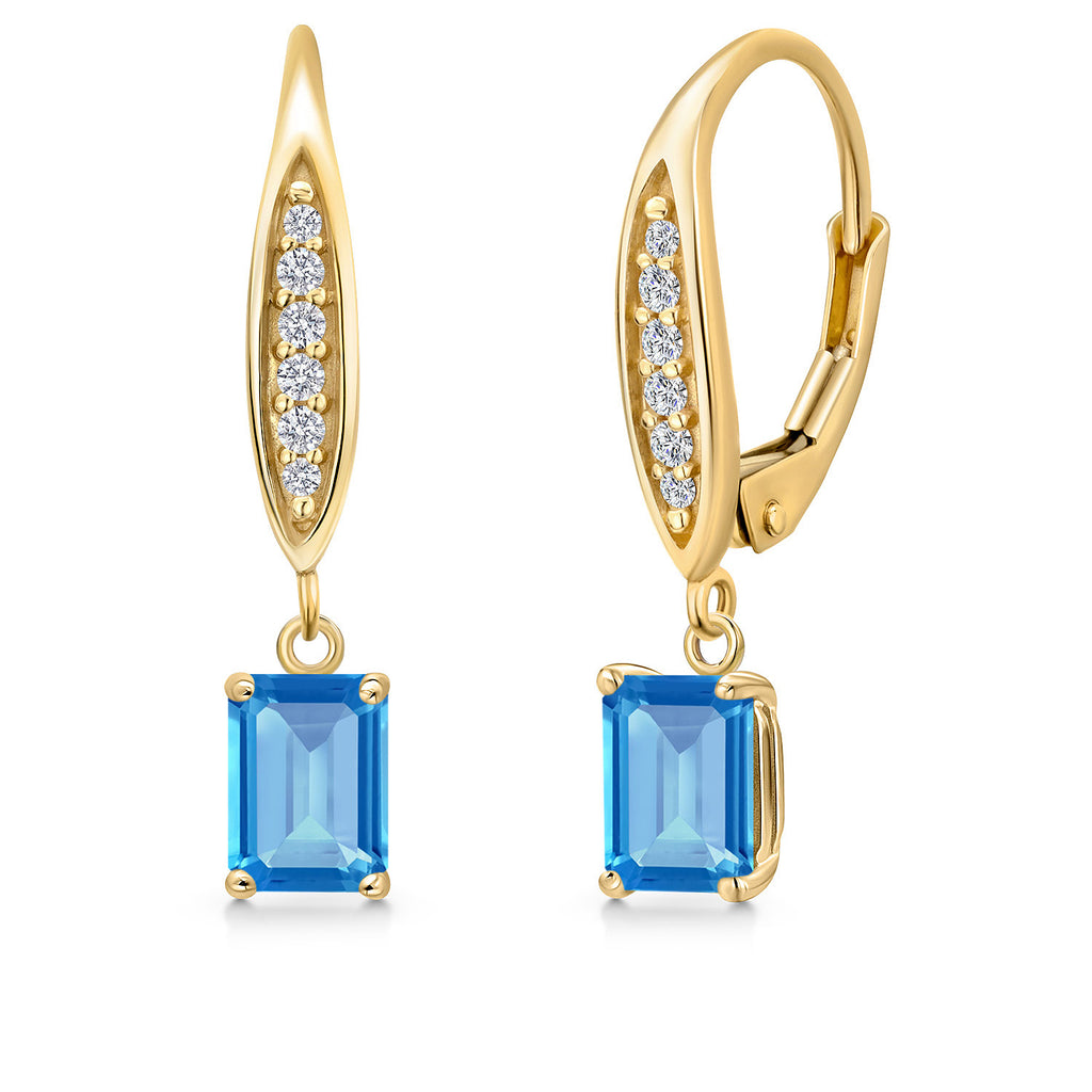 Swiss Blue Topaz - November_Earrings in 10K Yellow Gold