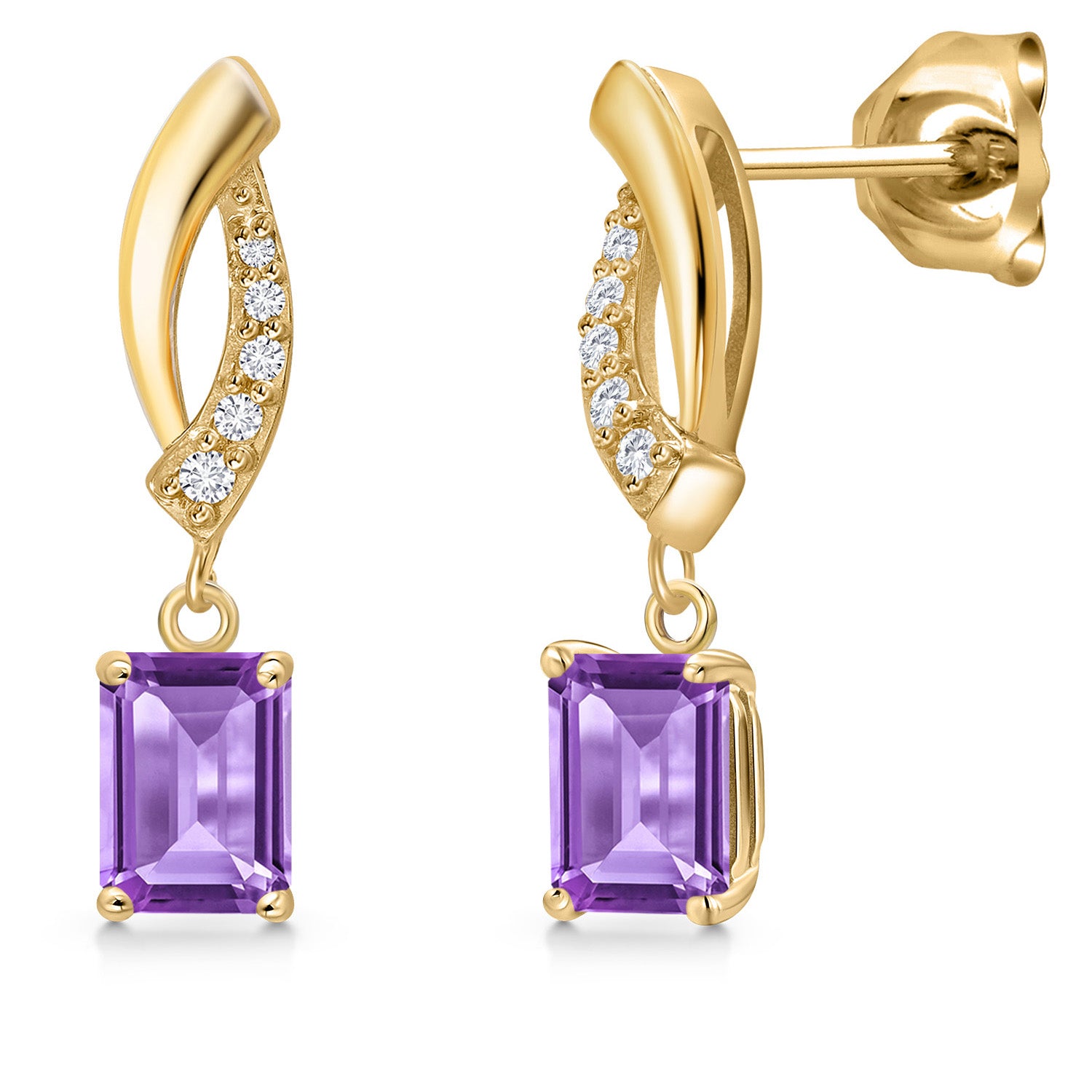 Amethyst - February_Earrings in 10K Yellow Gold