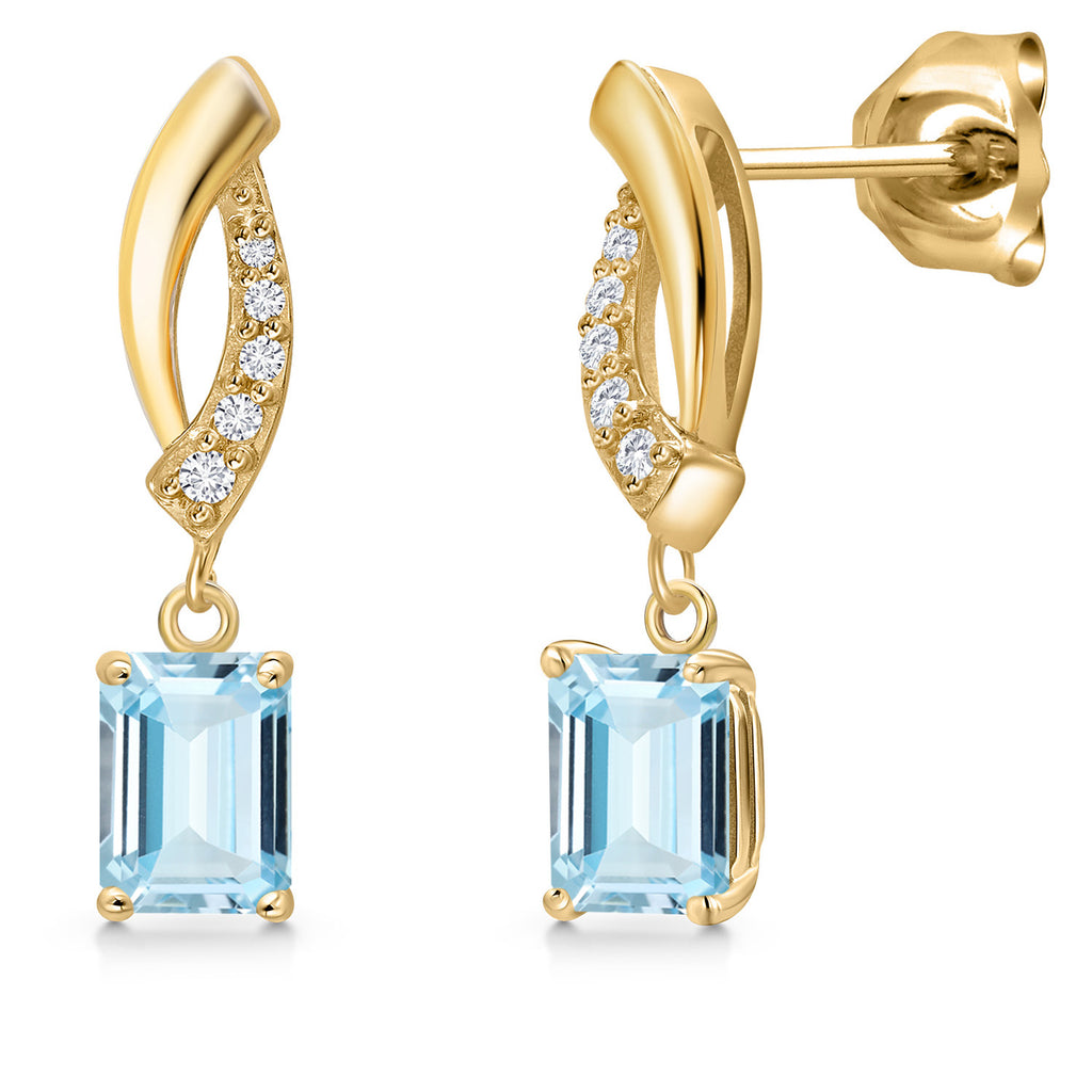 Aquamarine - March_Earrings in 10K Yellow Gold