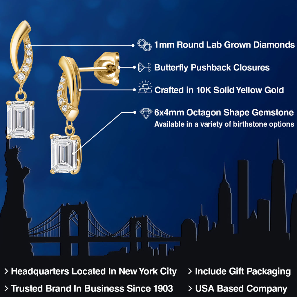 White Lab Grown Diamond - April_Earrings in 10K Yellow Gold