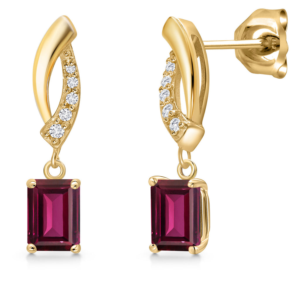 Rhodolite Garnet_Earrings in 10K Yellow Gold