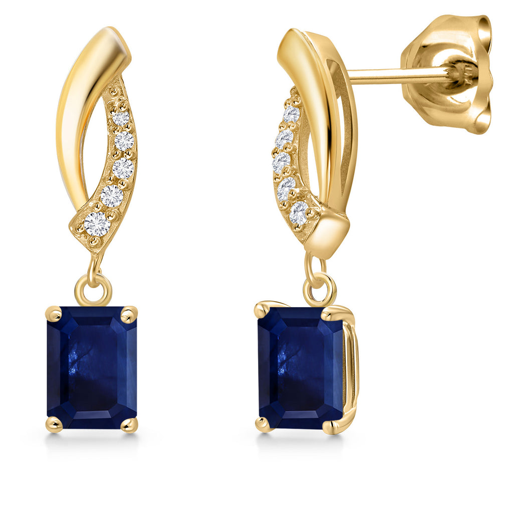Blue Sapphire - September_Earrings in 10K Yellow Gold
