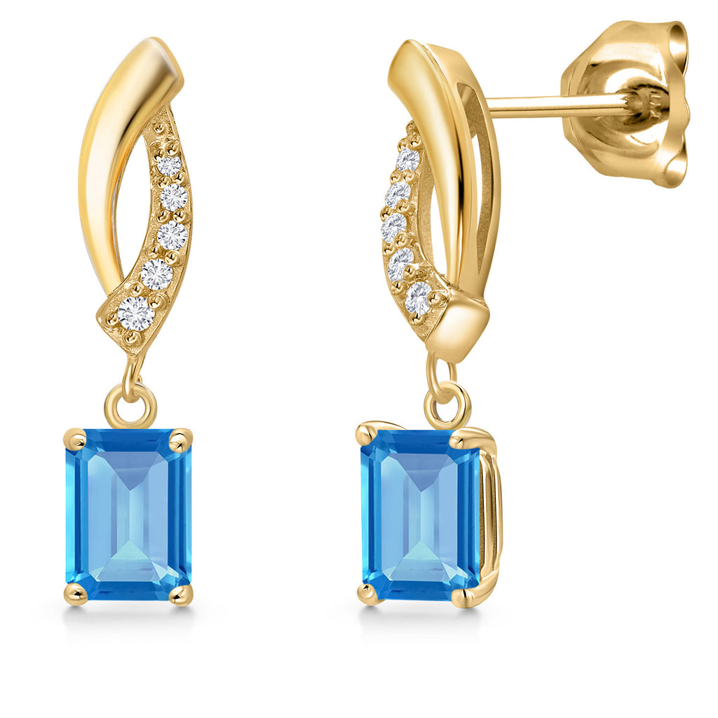 Swiss Blue Topaz - November_Earrings in 10K Yellow Gold