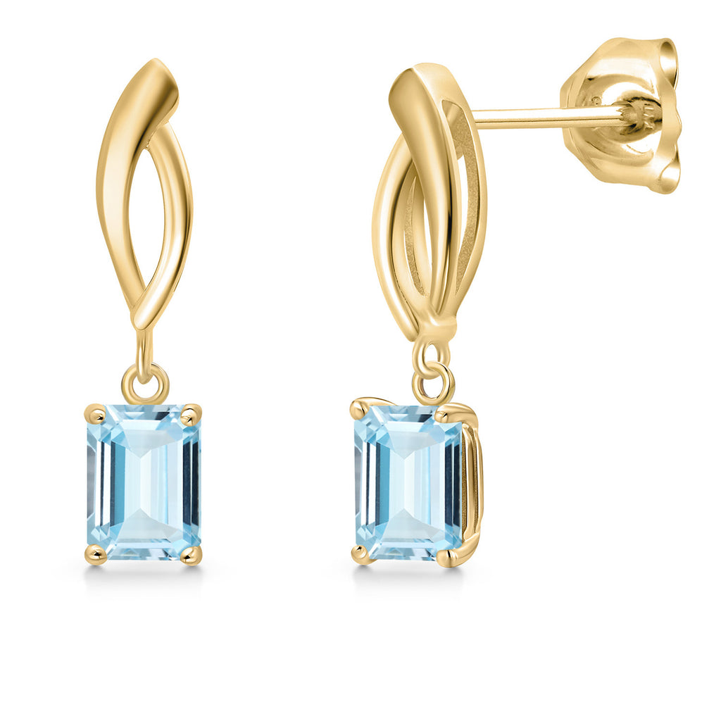 Aquamarine - March_Earrings in 10K Yellow Gold