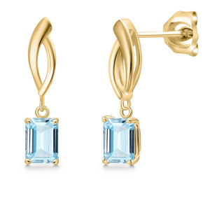 Aquamarine - March_Earrings in 10K Yellow Gold