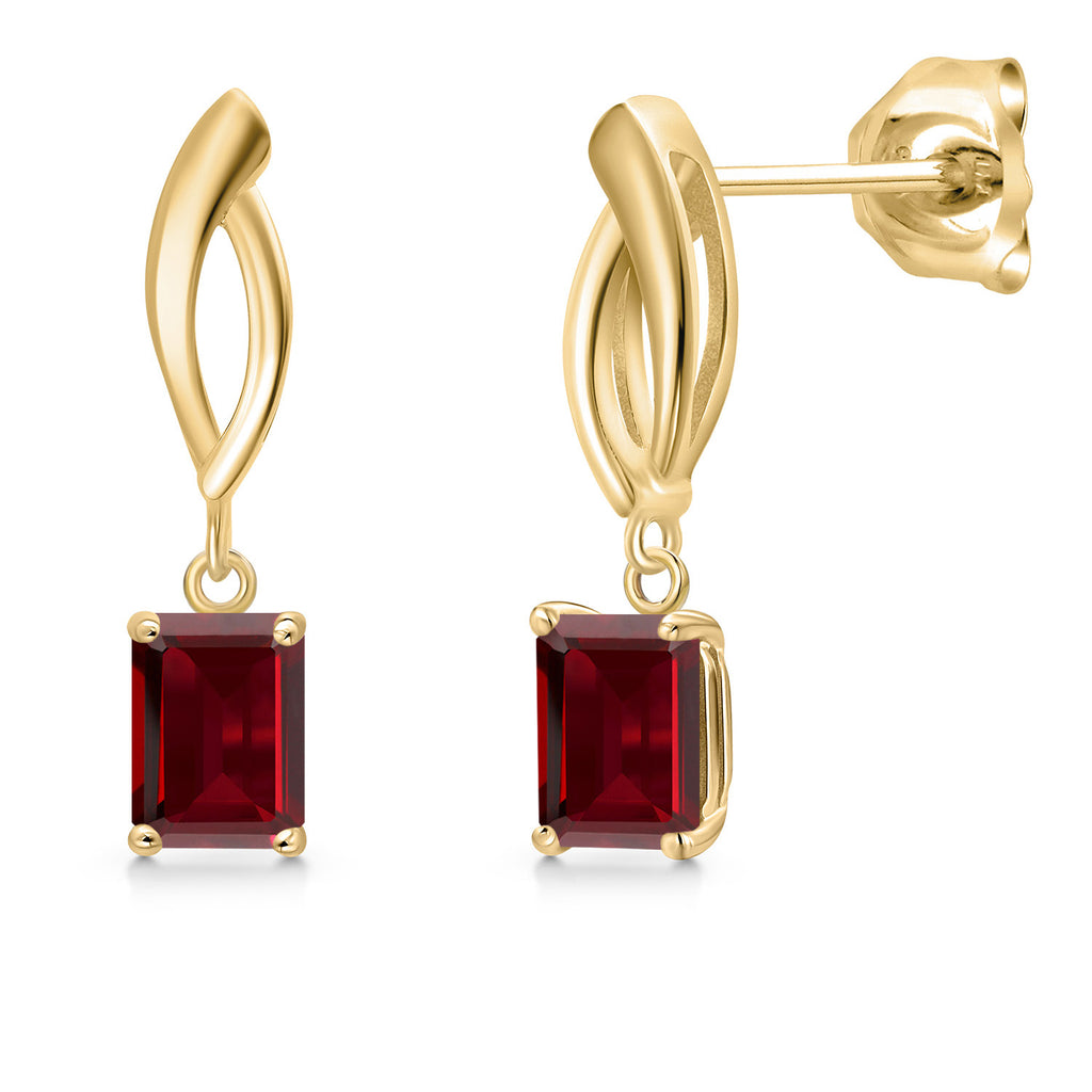 Garnet - January_Earrings in 10K Yellow Gold