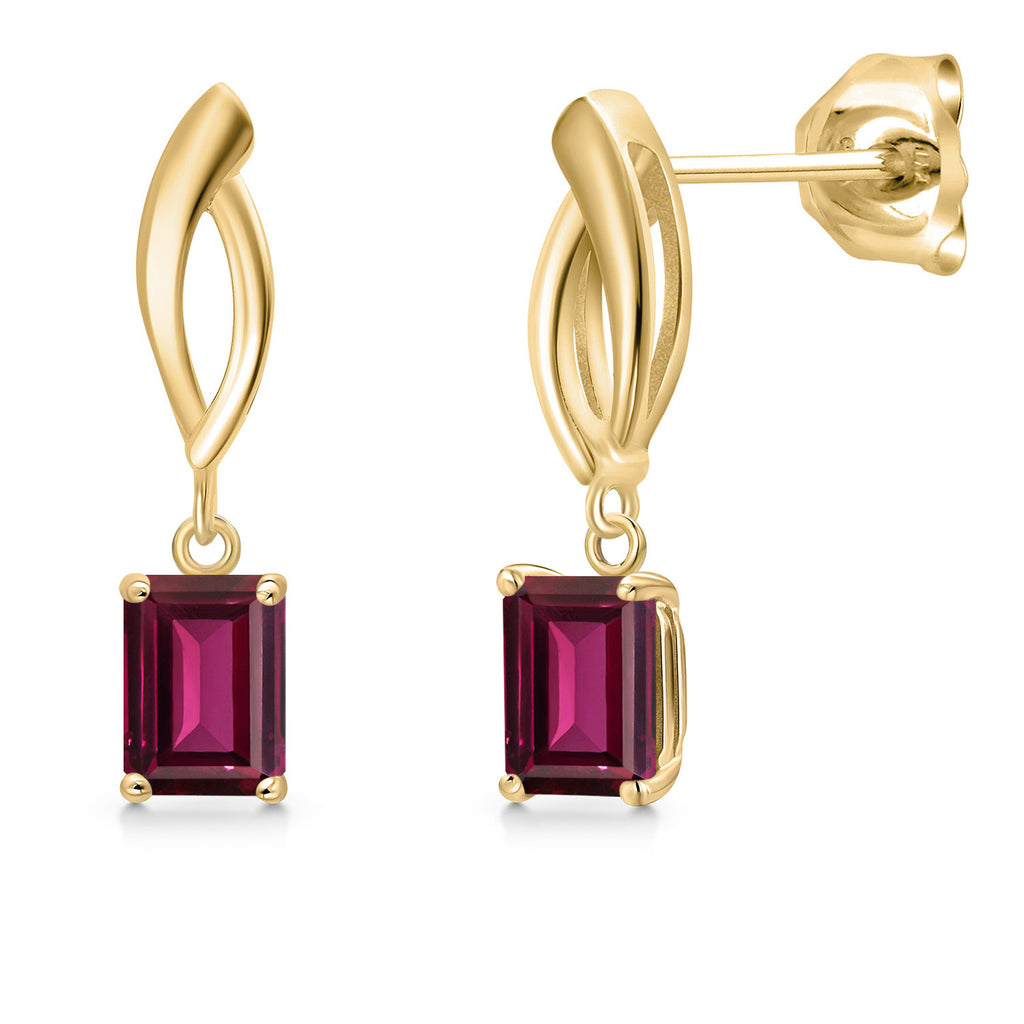 Rhodolite Garnet_Earrings in 10K Yellow Gold