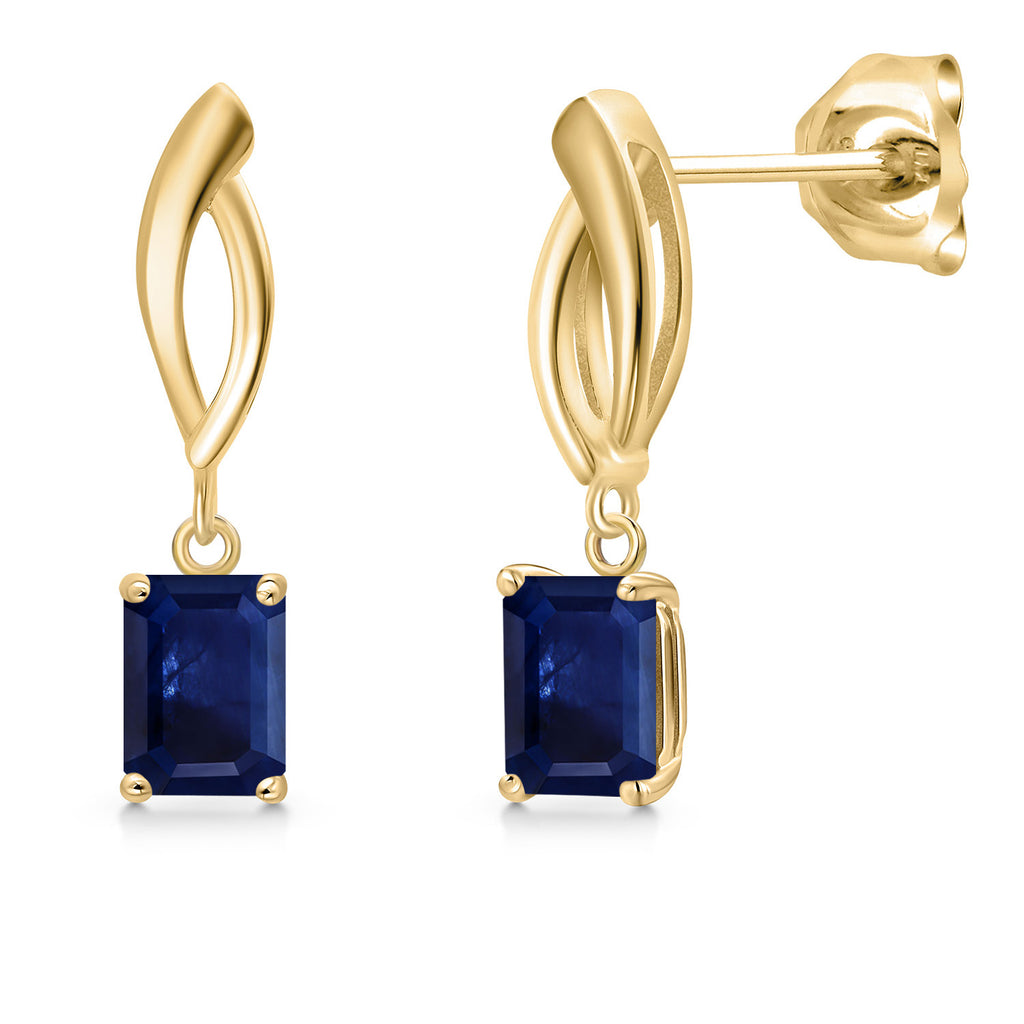 Blue Sapphire - September_Earrings in 10K Yellow Gold