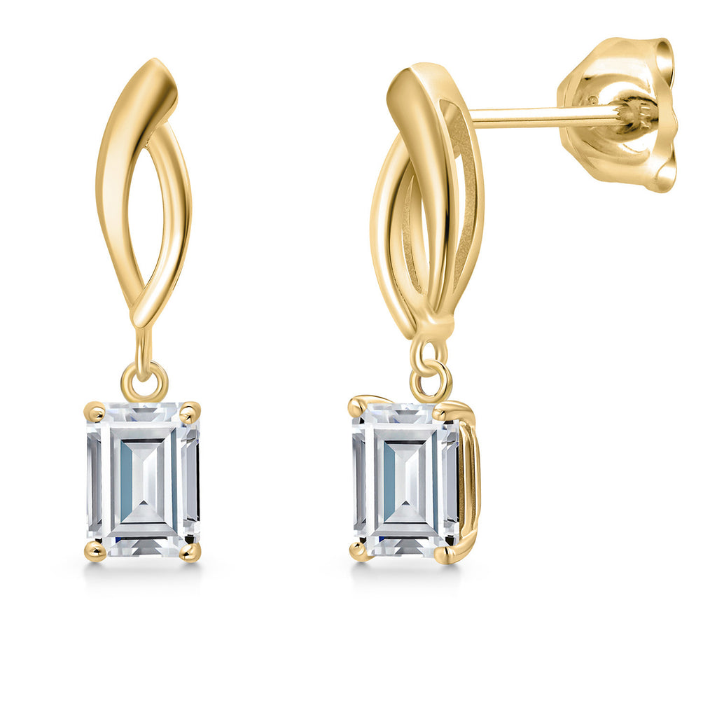 White Zirconia_Earrings in 10K Yellow Gold