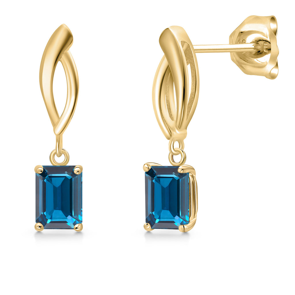 London Blue Topaz - November_Earrings in 10K Yellow Gold