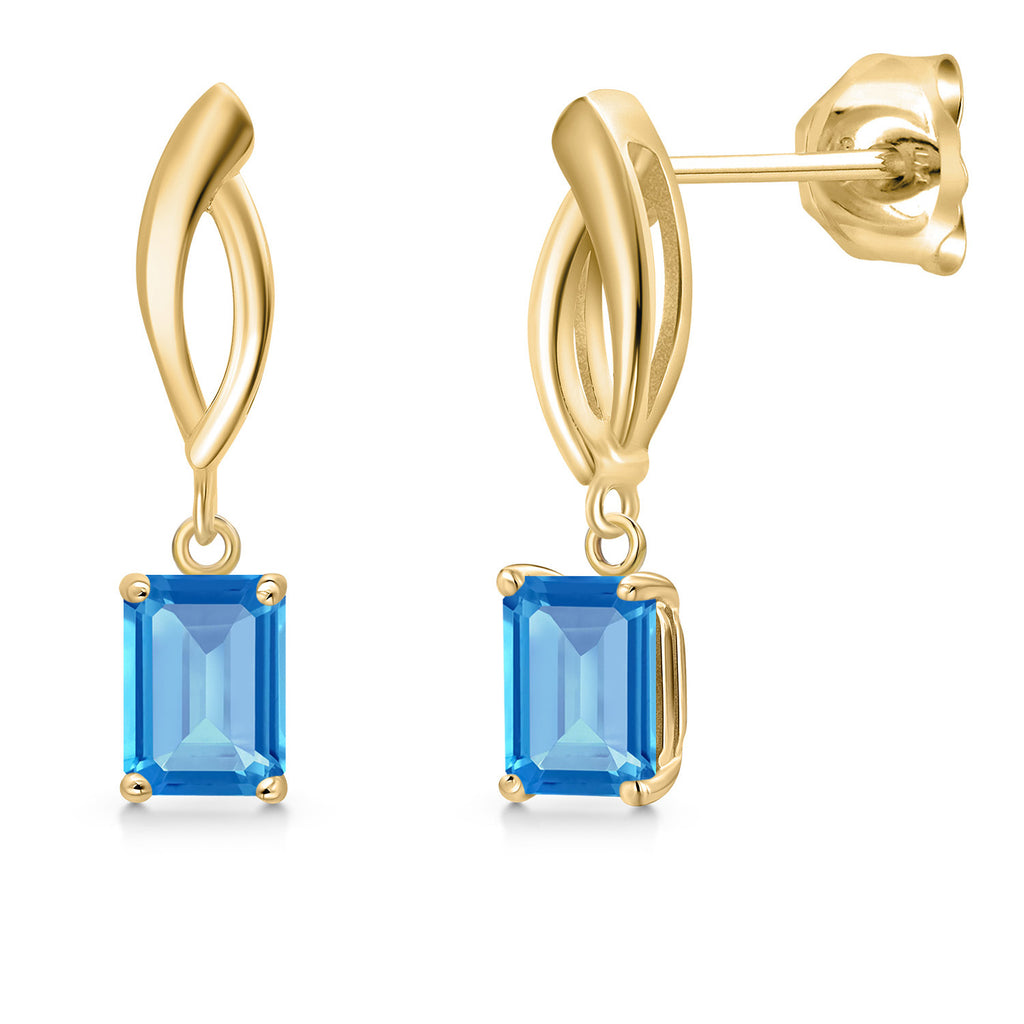 Swiss Blue Topaz - November_Earrings in 10K Yellow Gold